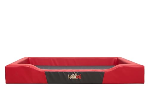 Sales Core Hundebett Abwaschbar Orthopädisch Hundekissen Hundematratze - L: 75 x 50 x 13 cm, Rot + Schwarz - Wasserdicht Hundecouch Hundeplatz für Kleine, Mittelgroße und Große Hunde von Sales Core