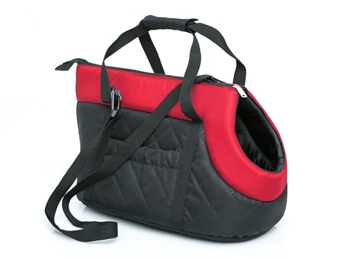 Sales Core Tasche zum Transportieren eines Hundes, Haustiers oder Einer Katze von geringer Größe. Transportbox für Haustiere. Transporttasche für Hunde L (30 x 50 x 32 cm) / Schwarz mit Rot von Sales Core