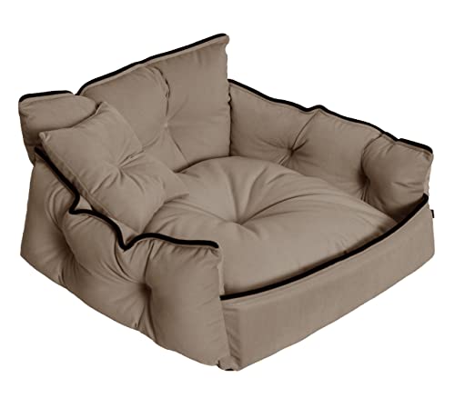 Salla Bett für Hunde & Katzen, Waschbares Hundebett, Kuschelbett für Haustiere, Flauschig & Kuschelig, Haustierbett, Kuschelkörbchen mit Kissen, Beige, 60 x 60 cm von Salla