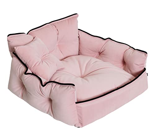 Salla Bett für Hunde & Katzen, Waschbares Hundebett, Kuschelbett für Haustiere, Flauschig & Kuschelig, Haustierbett, Kuschelkörbchen mit Kissen, Rosa, 50 x 50 cm von Salla