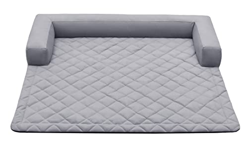 Salla Hundebett, Doppelseitige Hundematte, Gesteppter Velours, Waschbares Hundebett, wasserdichte & Kratzfeste Liegematte für Hunde, Haustierbett, Pflegeleicht & Schmutzabweisend, Grau, 100 x 90 cm von Salla