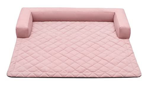 Salla Hundebett, Doppelseitige Hundematte, Gesteppter Velours, Waschbares Hundebett, wasserdichte & Kratzfeste Liegematte für Hunde, Haustierbett, Pflegeleicht & Schmutzabweisend, Rosa, 100 x 90 cm von Salla