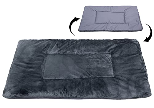 Salla Hundebett, Doppelseitige Hundematte, Pelz, Waschbares Hundebett, wasserdichte und Kratzfeste Liegematte für Hunde, Haustierbett, Pflegeleicht & Schmutzabweisend, Grau, 110 x 75 cm von Salla