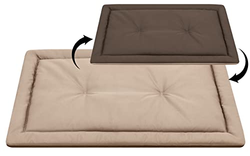 Salla Hundebett, Doppelseitige Hundematte, Waschbares Hundebett, wasserdichte und Kratzfeste Liegematte für Hunde, Haustierbett, Pflegeleicht & Schmutzabweisend, Beige/Braun, 110 x 75 cm von Salla