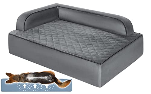 Salla Hundebett, Orthopädisches Bett für Hunde, Waschbares Hundesofa mit Abnehmbarem Bezug, Hundematratze, für Haustiere, Flauschig & Kuschelig, Haustierbett, Hundecouch, 100 cm x 70 cm, Grau von Salla