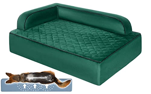 Salla Hundebett, Orthopädisches Bett für Hunde, Waschbares Hundesofa mit Abnehmbarem Bezug, Hundematratze, für Haustiere, Flauschig & Kuschelig, Haustierbett, Hundecouch, 80 cm x 60 cm, Grün von Salla