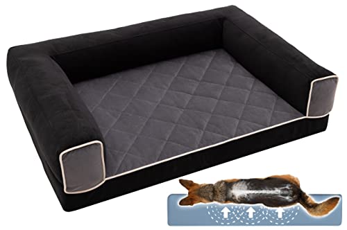 Salla Hundebett, Orthopädisches Bett für Hunde, Waschbares Hundesofa mit Abnehmbarem Bezug, Hundematratze, für Haustiere, Haustierbett, Hundecouch, 100 cm x 70 cm, Schwarz von Salla