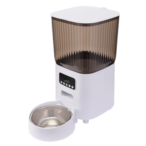 5L Futterautomat Katze, intelligenter Katzenfutterspender mit Edelstahlnapf, 1-9 Mahlzeiten pro Tag, Futterspender für Katzen/Hunde von Salmeee