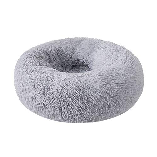 Salmophfeel Beruhigendes Haustierbett für Hunde und Katzen, rundes Nest, Prinzessinnen-Nest, warm, weicher Plüsch, bequem für den Winter, Haustiermatte (50 cm, hellgrau) von Salmophfeel