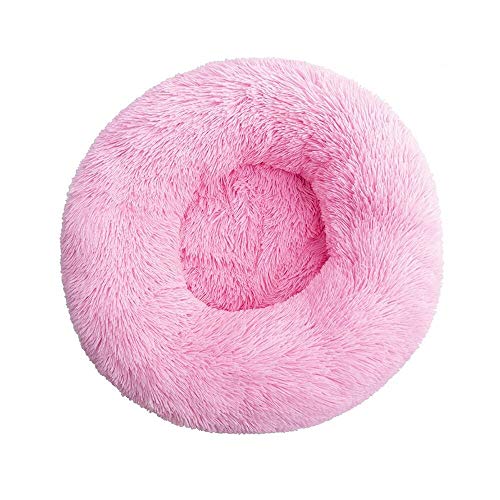 Salmophfeel Haustierbett für Hunde und Katzen, Katzenkorb, rund, Prinzessinnennest, warmer, weicher Plüsch, bequem für den Winter, Haustiermatte (50 cm, Pink) von Salmophfeel