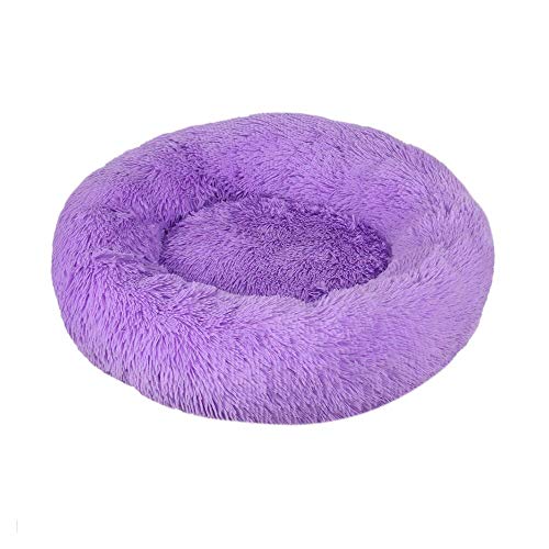 Salmophfeel Haustierbett für Hunde und Katzen, rund, Prinzessinnen-Nest, warmes, weiches Plüsch, bequem für den Winter, Haustiermatte (50 cm, lila) von Salmophfeel