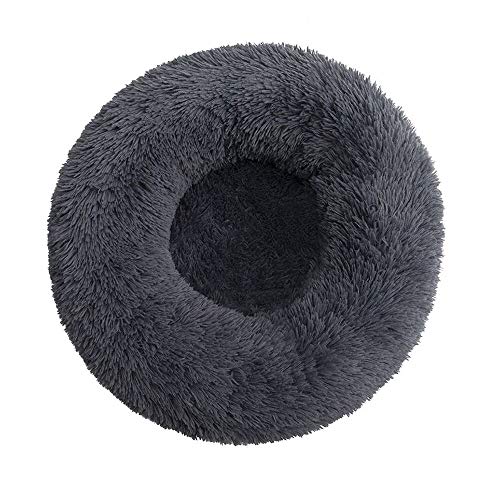 Salmophfeel Haustierbett für Hunde und Katzen, rund, Prinzessinnen-Nest, warmes, weiches Plüsch, bequem für den Winter, Haustiermatte (60 cm, dunkelgrau) von Salmophfeel