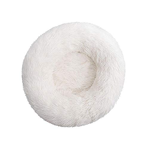 Salmophfeel Haustierbett für Hunde und Katzen, rund, Prinzessinnen-Nest, warmes, weiches Plüsch, bequem für den Winter, Haustiermatte (60 cm, milchig weiß) von Salmophfeel