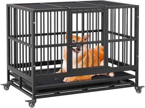 Hundekäfig Hochbelastbar,Hundebox,Faltbarer Hundebox für Zuhause mit Doppeltür, 360° abschließbare Räder und abnehmbarem Tablett, für Mittlere und Große Hunde 108x72.4x85cm,Schwarz Hundekäfig Hochbelastbar,Hundebox,Faltbarer Hundebox für Zuhause mit Doppeltür, 360° abschließbare Räder und abnehmbarem Tablett, für Mittlere und Große Hunde 108x72.4x85cm,Schwarz von Salutmeuble