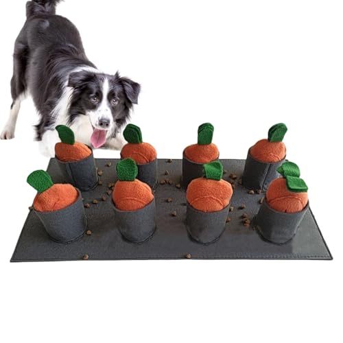 Intelligenzspielzeug für Hunde | Karotten-Schnüffelmatte für Hunde mit 8 Plüschkarotten | Karotte Interaktives Hundespielzeug Schnüffelspielzeug Schnüffelteppich für Hunde und Katzen von Salyeeluly