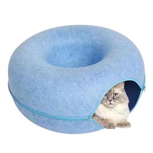 Katzen Donut | Katzentunnelbett | 60cm Katzenhöhlenbett | Filz-Donut-Tunnel mit Reißverschluss | weiches Filzversteck für Kätzchen | Filzrohr für Innenkatzen | Katzenwohnung und Katzenhöhle von Salyeeluly