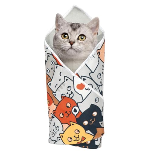 Katzenpflegetuch | Cat Wrap | Anti-Flucht-Beruhigungswickel für Katzen, selbsthaftend, gegen Biss und Kratzer, multifunktionales Haustierwerkzeug, Katzenpflegewickel für Medikamente, Nagelschneiden von Salyeeluly