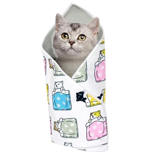 Katzenpflegetuch | Cat Wrap | Anti-Flucht-Beruhigungswickel für Katzen, selbsthaftend, gegen Biss und Kratzer, multifunktionales Haustierwerkzeug, Katzenpflegewickel für Medikamente, Nagelschneiden von Salyeeluly