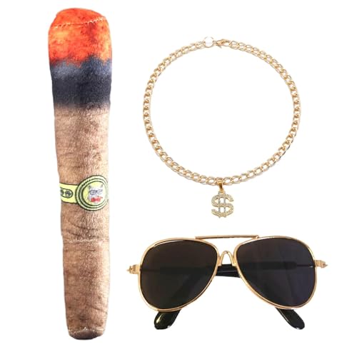 Salyeeluly Hip Hop Kostüm für Hunde Cosplay Zubehör Katzen Hund Katze Kette Halsband Sonnenbrille Kostüm Cosplay Zubehör für Haustiere von Salyeeluly