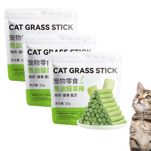 Salyeeluly Katzengras Für Katzen | Katzengras Snack | Cat Grass Teething Stick | Katzengras Beißstab | Katzenminze für die Zahnpflege und Haarknäuel Entfernen | Katzenminze-Spielzeug, 3er-Packung von Salyeeluly