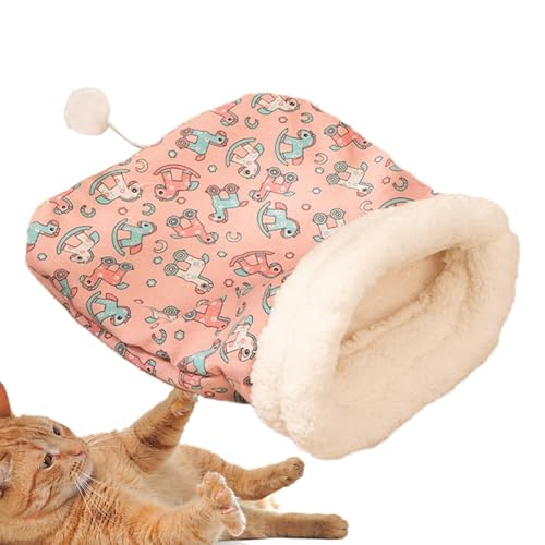 Salyeeluly Katzensackbett, Katzenschlafsack - Halbgeschlossenes, gemütliches, beruhigendes Katzenbett mit Schwanzball | Bequeme Kissenunterlage, Heimtierbedarf, Bettmatte, Haustier-Kuschelsack für von Salyeeluly