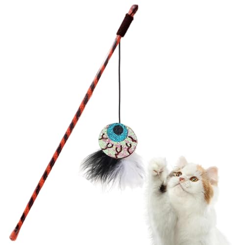 Salyeeluly Katzenspielzeug – lustiger Federspielstab, Indoor-Katzen, interaktiver Trainingsstab für Katze, Kätzchen, Haustiere, Outdoor von Salyeeluly