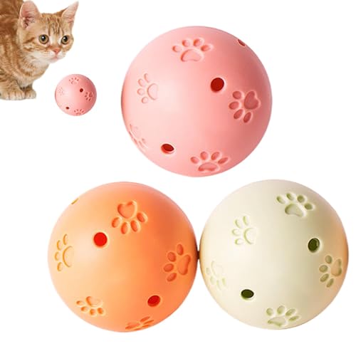 Salyeeluly Katzenspielzeugball, interaktiver Katzenball - 3 Pack hohl aus kleine Kugeln mit Glocken,Kratzspielzeug, Bodenkauvorräte, Innenfetch -Werkzeug, interaktiv für kleine Haustiere von Salyeeluly