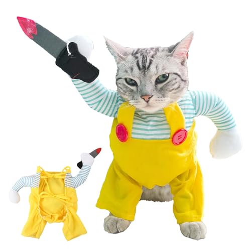 Salyeeluly Lustige Katzen-Halloween-Kostüme, lustiges Haustierkostüm | Assassinenkostüm Neuheit Cosplay Hundekleidung,Kreative Halloween-Haustier-Outfits, Foto-Requisiten, bequem für von Salyeeluly