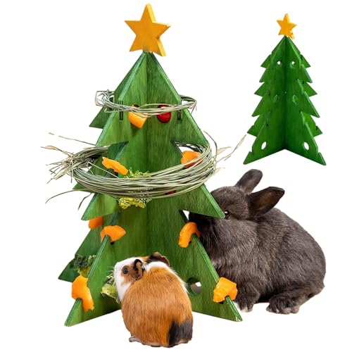 Salyeeluly Weihnachtsbaum-Meerschweinchen-Heuhalter, Weihnachtsbaum-Futtersuche-Puzzle-Spielzeug | Kaninchen-Anreicherungs-Futtersuchspielzeug | Meerschweinchen-Kaninchen-Puzzle-Futtersuchspielzeug, von Salyeeluly