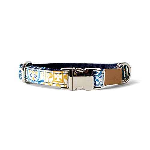 Sam & Maui Hundehalsband mit Blumenmuster, Baumwolle, glänzend, verchromt, silberfarben, Metallschnalle, 06 Hellblau, Größe XS von Sam & Maui