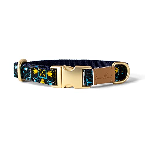 Sam & Maui Hundehalsband mit Blumenmuster, Baumwolle, matt, goldfarbene Metallschnalle, Größe XS von Sam & Maui