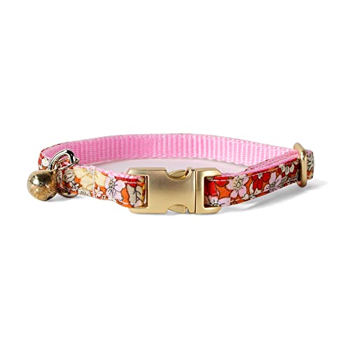 Sam & Maui Verstellbares Katzen Halsband aus Baumwolle, mit matter goldfarbener Schnalle und Glöckchen, 03-Orange C von Sam & Maui