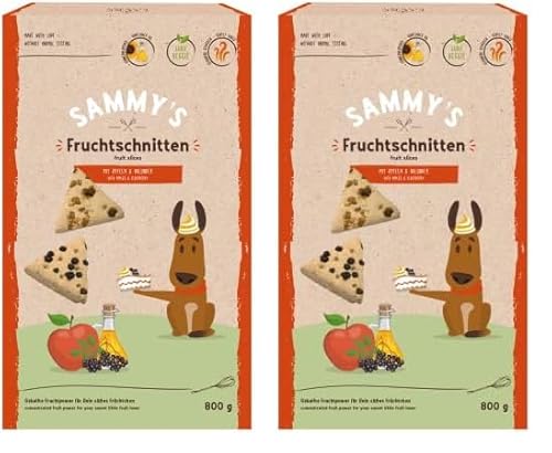 Sammy´s Fruchtschnitten | Fruchtige, gebackene Snacks für Hunde | mit Äpfeln & Holunder | 1 x 800 g (Packung mit 2) von Sammy's Hundesnacks