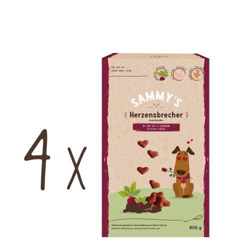 Sammy´s Herzensbrecher | Fein gebackene Snacks für Hunde | Mit Rote Bete & Löwenzahn | 4 x 800 g von Sammy's Hundesnacks