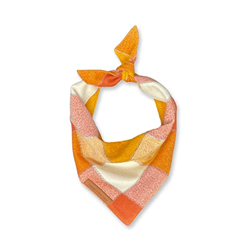 Sammy's Sew Shop Kürbis Karo Flanell Hund Bandana - Verspieltes Orange Karomuster, Raffhalter, Premium Flanellstoff, Einzigartiges Design, handgefertigt in den USA, (X-Large) von Sammy's Sew Shop