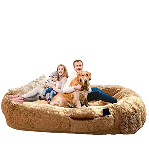 Samnuerly Hundebett Für Menschen,Großes Menschliches Hundebett,Ergonomisches Design 3D Schaumstoffträger Faules Sofa Hundebett Für Erwachsene (Khaki XL) von Samnuerly