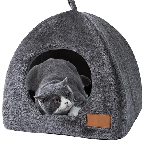 katzenhöhle Filz Katzenhaus für Draußen Winterfest, Katzenbett Höhle Katzenhaus Outdoor Pet House Mit Abnehmbarem Matte Wetterfestes Faltbares für Streuner Haustiere (L) von Samnuerly