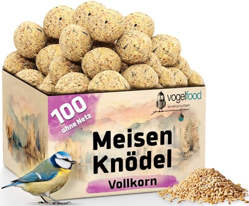 Samore 100 Stück (a 90g = 9 kg) Vollkorn-Meisenknödel ohne Netz Vogelfutter Wildvogelfutter Meisenkugel Ganzjahresfutter Fettfutter von vogelfood wir sind gut zu Vögeln