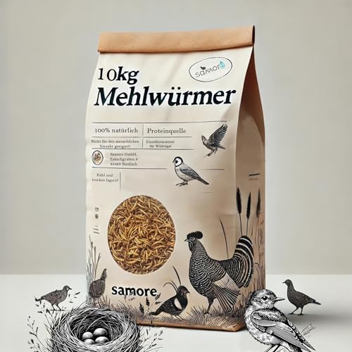 Samore 10 kg (2x5 kg) Mehlwürmer getrocknet - Vogelfutter Fisch-Futter Nager Vögel Reptilien Igel von Samore