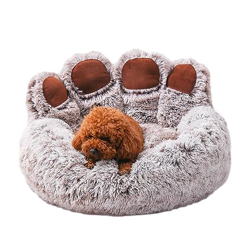 Hundesofa Couch | Flauschiges Kuschel-Schlafbett mit herausnehmbarem Innenpolster – rundes Hunde-/Katzen-Plüschnest Donut-Kuscheltier – Pfotenförmiges Bett für Hunde und Katzen von Samuliy