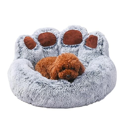 Hundesofa Couch | Flauschiges Kuschel-Schlafbett mit herausnehmbarem Innenpolster – rundes Hunde-/Katzen-Plüschnest Donut-Kuscheltier – Pfotenförmiges Bett für Hunde und Katzen von Samuliy