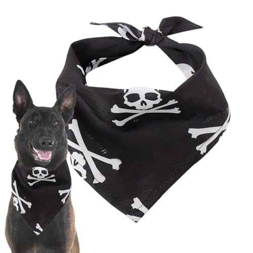 Samuliy Halloween-Hundehalstuch | Dreieckstuch für Haustiere, Verstellbarer -Hundeschal, Dreieckstuch mit Totenkopf-Motiv, waschbar für und Mädchen von Samuliy