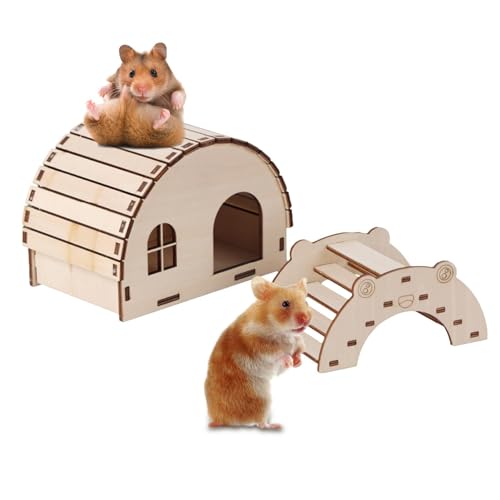 Samuliy Hamsterversteck aus , kleines Holzhaus für Hamster, Zwerghamster, Holzhaus, Kleintier-Lebensraum, Dekoration für Rennmäuse, Hamster, Mäuse von Samuliy