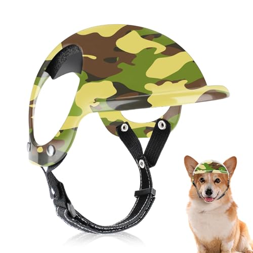 Samuliy Harter Hundehut, Outdoor-Motorradhut, Camouflage-Muster, Kopfschutz, sichere Mütze, Haustier-Foto-Requisiten, kleines Haustierzubehör für Hunde und Katzen von Samuliy