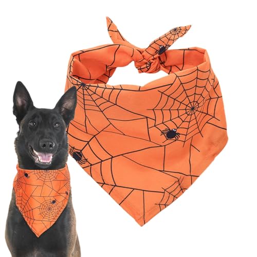 Samuliy Haustier-Halloween-Speichel-Handtuch – waschbarer Halloween-Hundehalswickel | Verstellbarer -Hundeschal, Dreieckstuch mit Totenkopf-Motiv, waschbar für und Mädchen von Samuliy