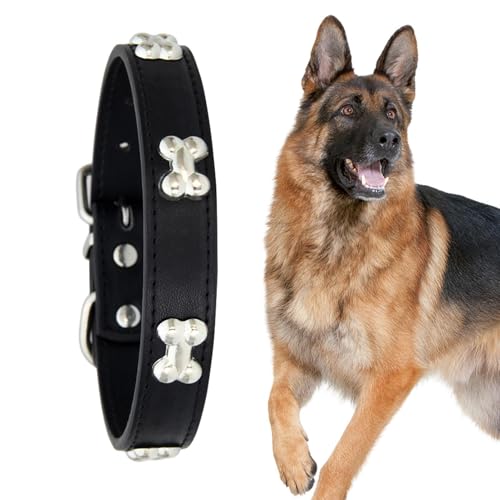 Samuliy Haustierhalsbänder für Hunde | Robustes Leder-Haustierhalsband | Basic Hundehalsbänder für kleine, mittelgroße und große Hunde und Welpen von Samuliy