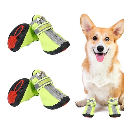 Samuliy Wasserdichte Hundeschuhe – verstellbare Hunde-Winterstiefel, Hundepfotenschutz, rutschfester Hundepfotenschutz, Hartholzböden, Socken, Hundeschuhe für regnerisches Wetter, von Samuliy