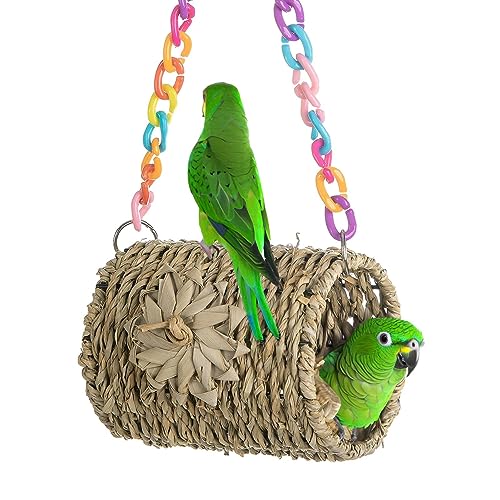 Vogelnest Seegras Vogelhaus - Atmungsaktives Seegras Vogelhaus, Hängeschaukelnest Spielzeug für kleine Vögel, Conures, Finken, Nymphensittiche Samuliy von Samuliy