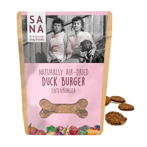 Sana Premium Dog Foods | Enten Burger 100g | schonend luftgetrocknet | Hundeleckerli | gesunder Hundesnack | Getreidefrei | Ohne Zusätze, Farbstoffe oder Konservierungsstoffe von Sana Premium Dog Foods