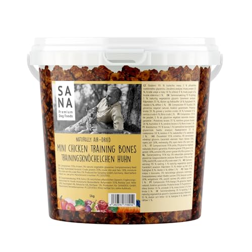 Sana Premium Dog Foods | Trainingsknöchelchen Huhn 1kg | Zum Training oder als Snack | Leckerli für Hunde mit 95% Huhn von Sana Premium Dog Foods